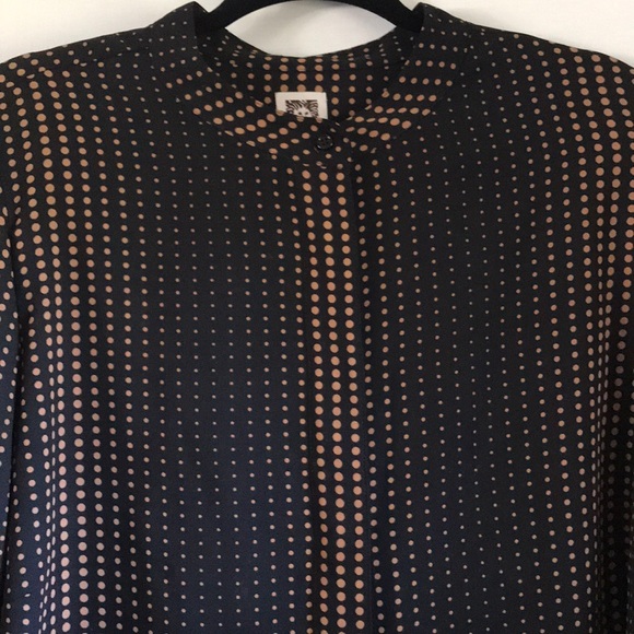 Anne Klein Poet Blouse 2X Black Gold Dot - Picture 2 of 6